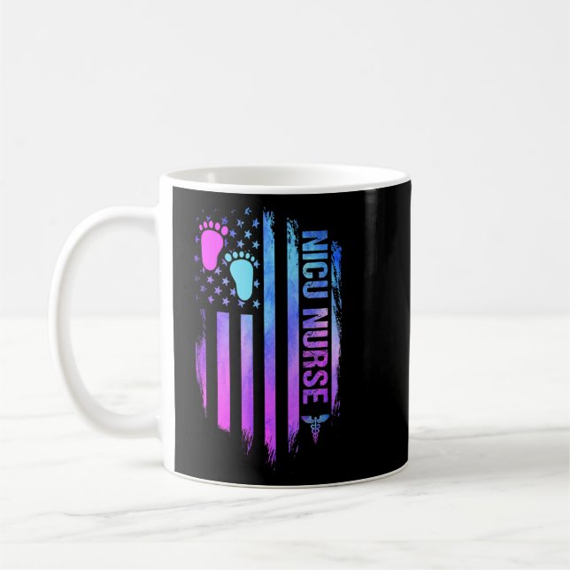 Taza De Café Bandera Americana Cute Patreotic Nicu Nurse Presen (Izquierda)