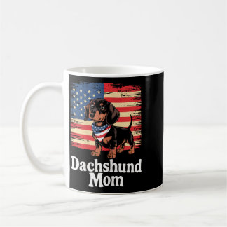 Taza De Café Bandera Americana Dachshund Perro Mamá Patriótica