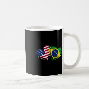 Taza De Café Bandera Americana De Brasil Corazón Amor Americano