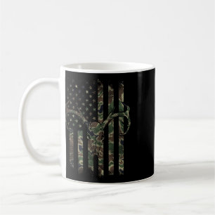 Taza De Café Bandera americana de camuflaje cráneo de ciervo ca