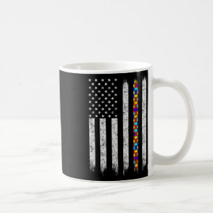 Taza De Café Bandera Americana de Conciencia del Autismo