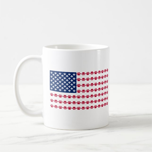 Taza De Café Bandera americana de la impresión de la pata (Izquierda)