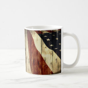 Taza De Café Bandera americana de la viruta americana primitiva