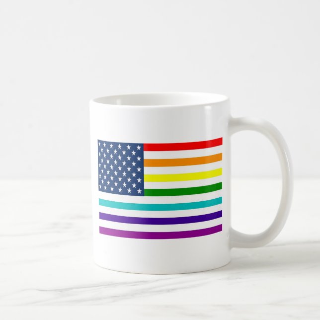Taza De Café Bandera americana del arco iris (Derecha)