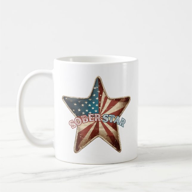 Taza De Café Bandera Americana En Estrella Sobria Apoya La Sobr (Izquierda)