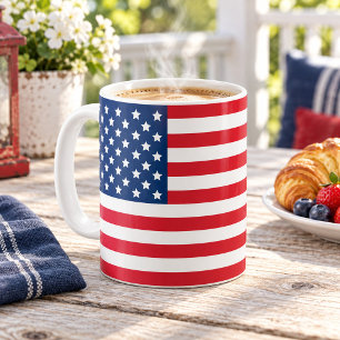Taza De Café Bandera Americana Estrellas y Franjas Patriótica