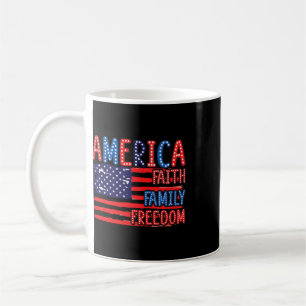 Taza De Café Bandera Americana Fe Familia Libertad 4 De Julio I