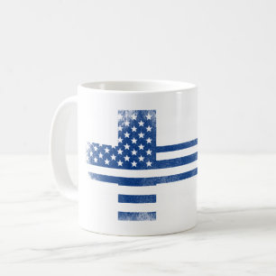 Taza De Café Bandera americana finlandesa   Finlandia y diseño