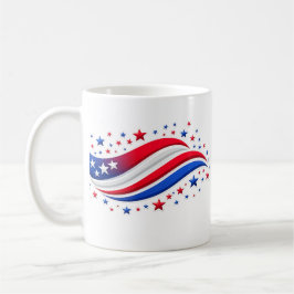 Taza De Café Bandera Americana Ondulada Patriótica con Estrella