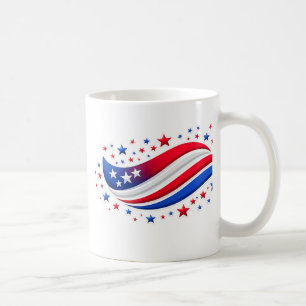 Taza De Café Bandera Americana Ondulada Patriótica con Estrella
