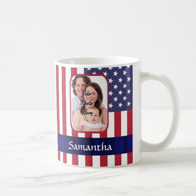 Taza De Café Bandera americana patriótica personalizada (Derecha)