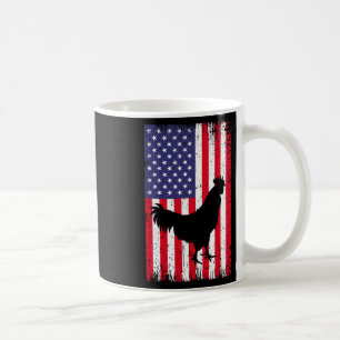 Taza De Café Bandera Americana Pollo Gallo Animal de Granja Ran