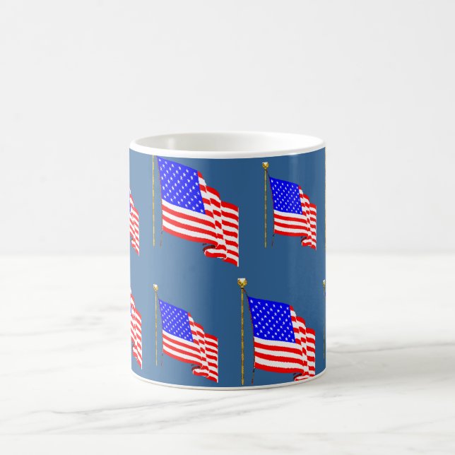 Taza De Café Bandera americana que agita (Centro)