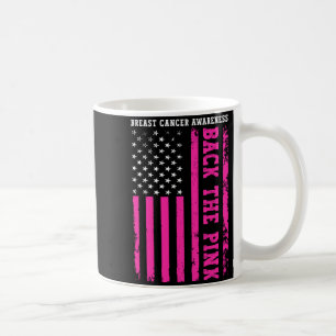 Taza De Café Bandera Americana Rosa De Apoyo Al Cáncer De Mama
