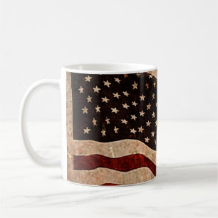 Taza De Café Bandera americana rústica - impresión patriótic