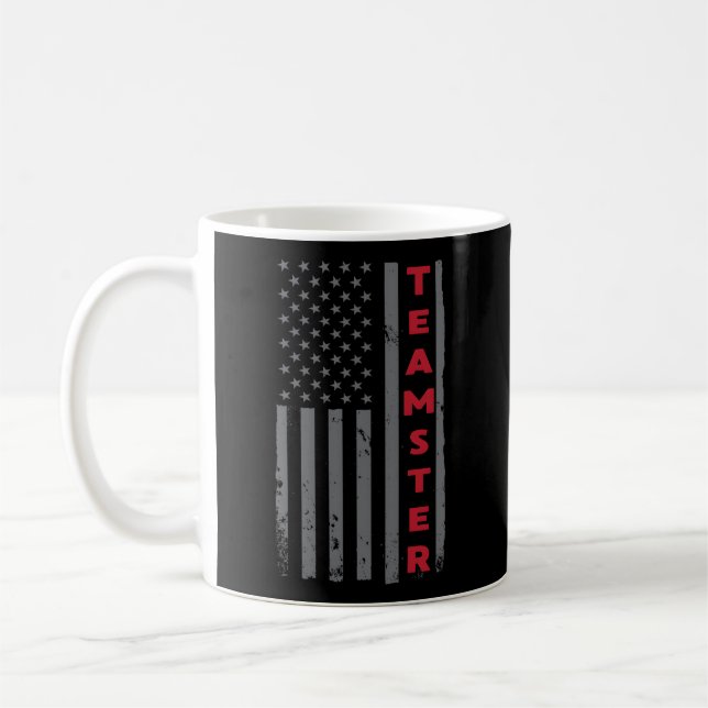 Taza De Café Bandera Americana Teamster Conductor De Camiones P (Izquierda)