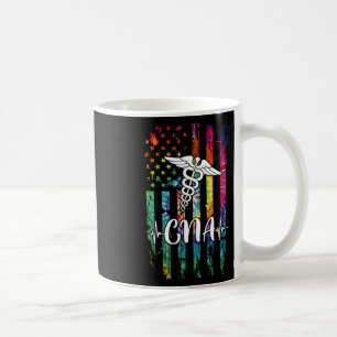 Taza De Café Bandera Americana Tye Dye Cna Vestimenta Enfermera