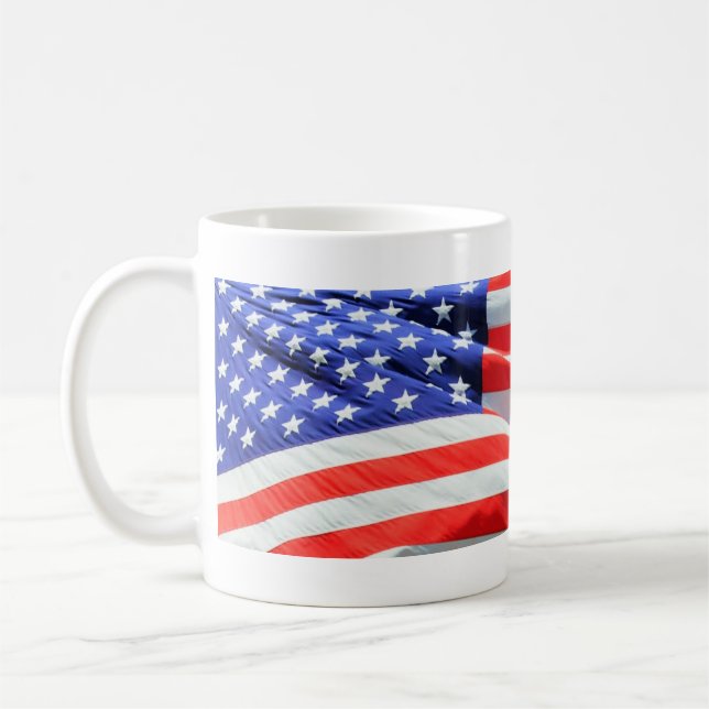 Taza De Café Bandera americana, usted puede añadir las fotos (Izquierda)