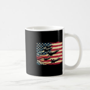 Taza De Café Bandera Americana Vintage Aviones de Combate Usa 4