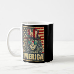 Taza De Café Bandera Americana Vintage Lion Merica 4 De Julio 