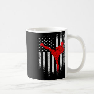 Taza De Café Bandera Americana Vintage Usa Luchador De Mma Kick