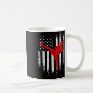 Taza De Café Bandera Americana Vintage Usa Luchador De Mma Kick