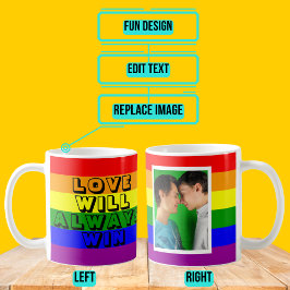Taza De Café Bandera arco iris del orgullo con foto