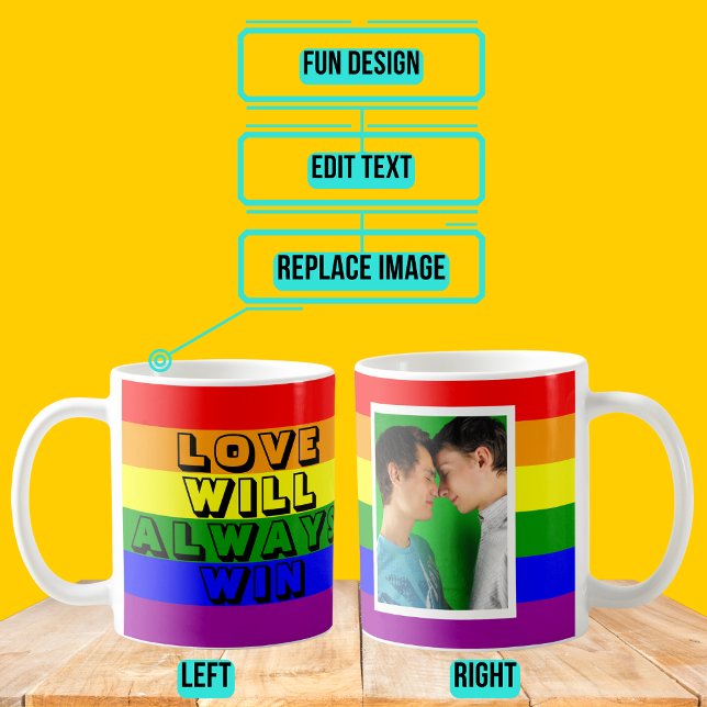 Taza De Café Bandera arco iris del orgullo con foto (Please enjoy our design and see the others in the collection.)