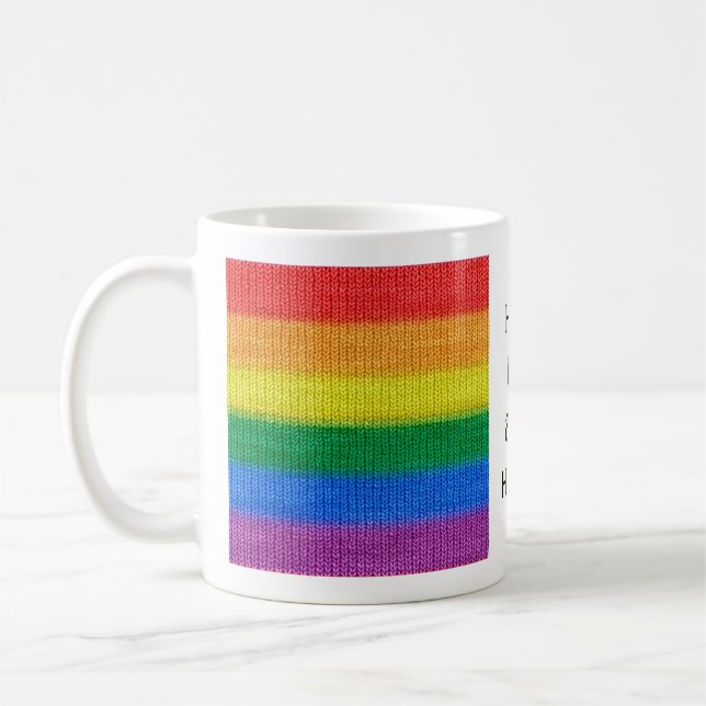 Taza De Café Bandera arco iris tejer Tiras sin inconvenientes (Izquierda)