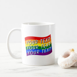 Taza De Café Bandera arcoiris personalizado del Orgullo Gay tex