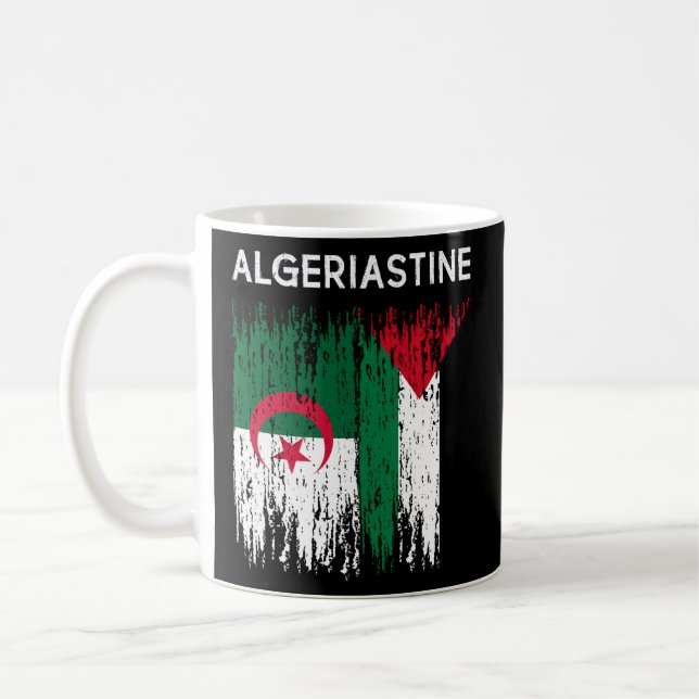 Taza De Café Bandera Argelina Y Palestina Argelia Y Palestina (Izquierda)