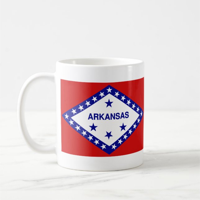 Taza De Café Bandera Arkansan + Mapa Mug (Izquierda)