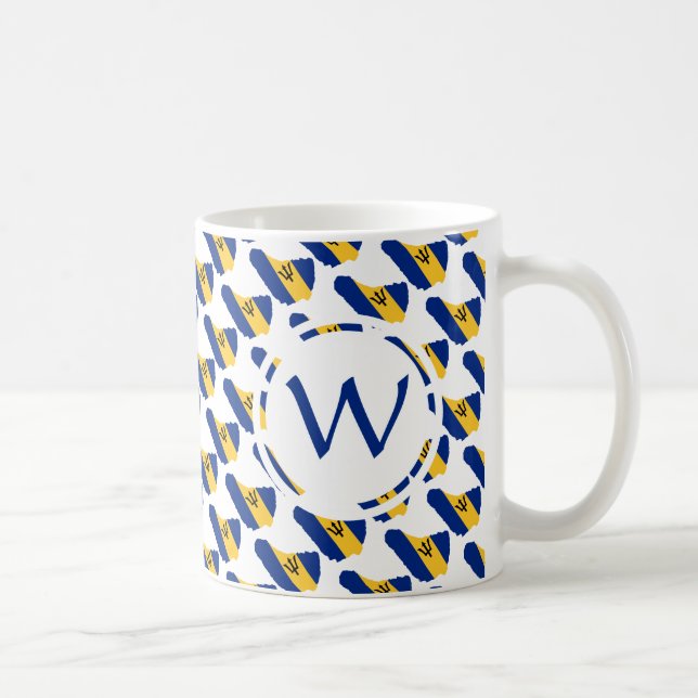 Taza De Café Bandera BARBADOS Personalizado patriótico Monogram (Derecha)
