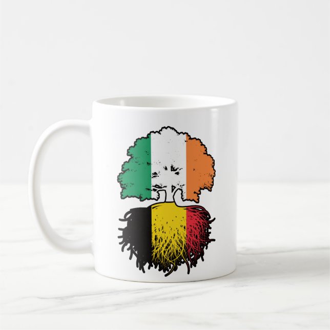 Taza De Café Bandera belga irlandesa de árbol (Izquierda)