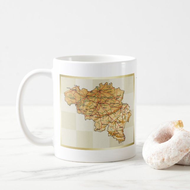 Taza De Café Bandera belga + mapa de bits (Con donut)