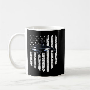 Taza De Café Bandera Blanca Estadounidense Orca Asesina Ballena