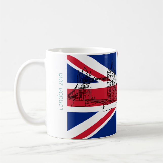Taza De Café Bandera británica del puente London Tower Bridge (Izquierda)