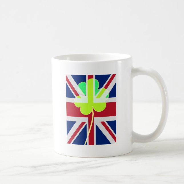 Taza De Café Bandera británica irlandesa Shamrock Clover St. Pa (Derecha)