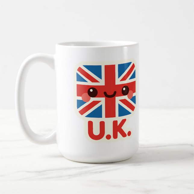 Taza De Café Bandera británica Kawaii - Diseño británico bonito (Izquierda)