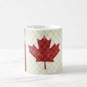 Taza De Café Bandera canadiense. Alambre de enlace de cadena. R