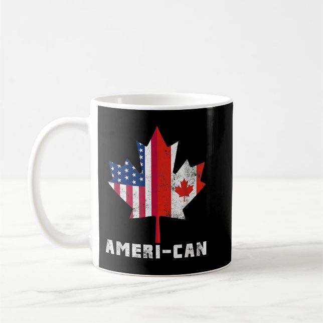 Taza De Café Bandera canadiense americana América Canadá Te pat (Izquierda)