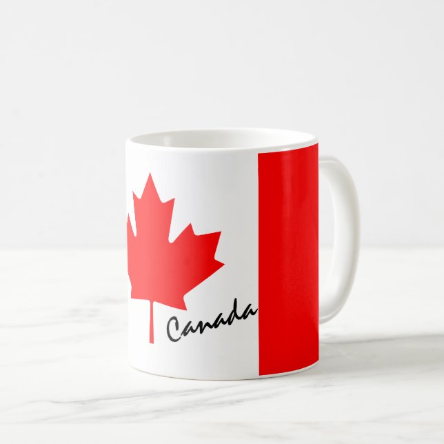 Taza De Café Bandera canadiense de arce rojo brillante (Anverso derecho)