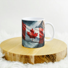 Taza De Café Bandera canadiense de las Montañas Rocosas en acua