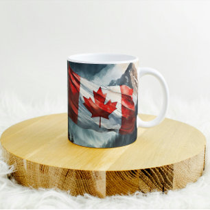 Taza De Café Bandera canadiense de las Montañas Rocosas en acua