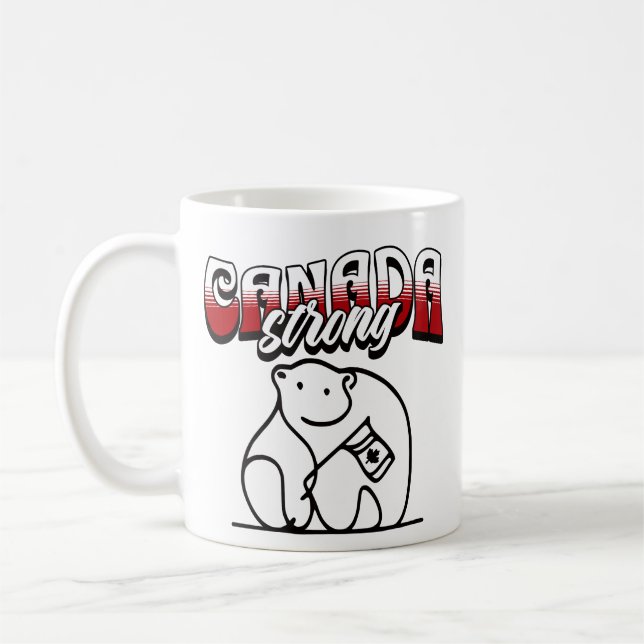 Taza De Café Bandera canadiense de oso polar fuerte en Canadá (Izquierda)