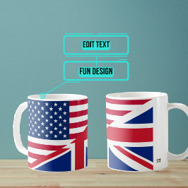 Taza De Café Bandera combinada estadounidense y británica