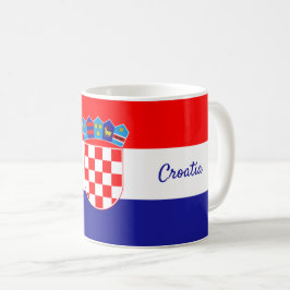 Taza De Café Bandera croata con cheques rojos y blancos