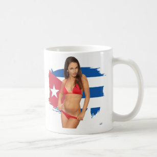 Taza De Café Bandera cubana con diseño del chica del bikini del