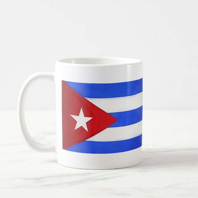 Taza De Café Bandera Cubana y Himno Nacional Nombre Café / Tea  (Izquierda)