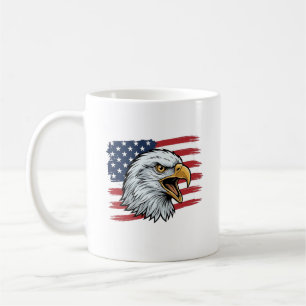 Taza De Café Bandera de águila patriótica diseño vectorial vint